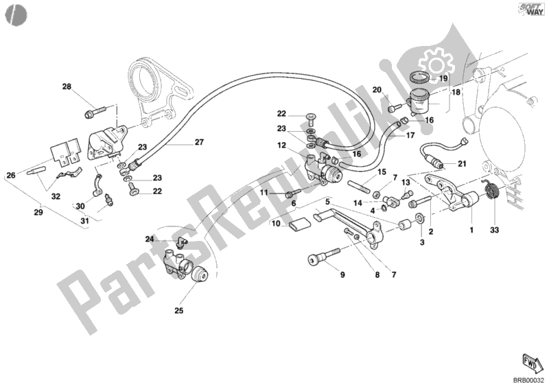 Tutte le parti per il Sistema Frenante Posteriore del Ducati Superbike 748 S 2002